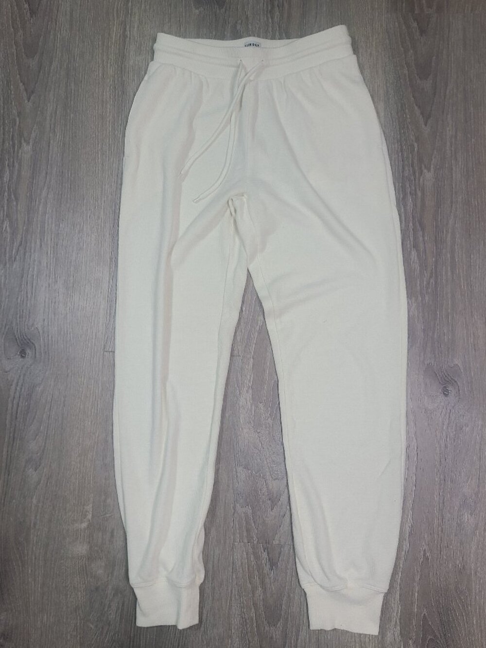 Sunday Best by Aritzia Cream Ivory Los Feliz Waffle Knit Jogger Sweatpants Sz S